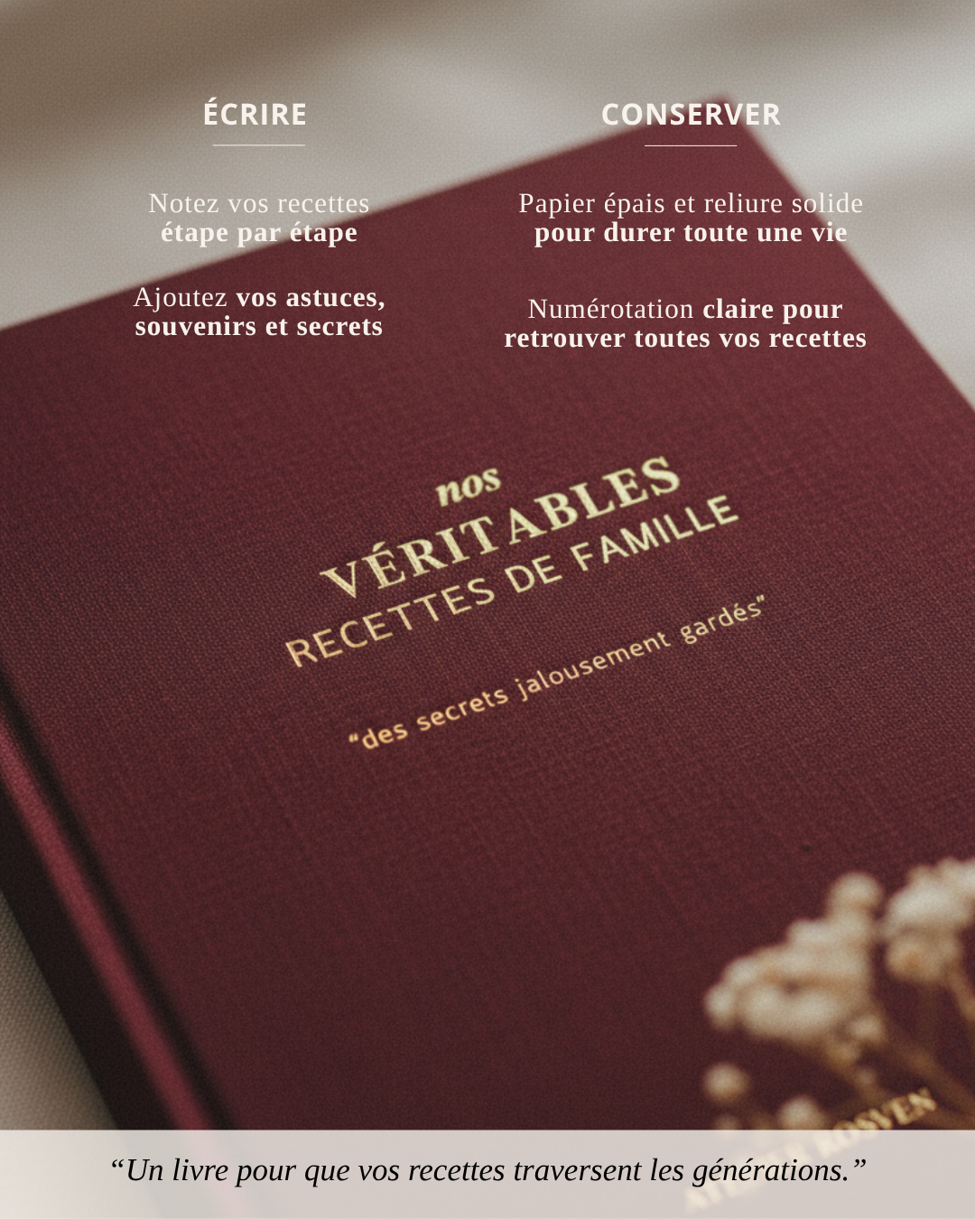 Livre à remplir : Nos véritables recettes de famille